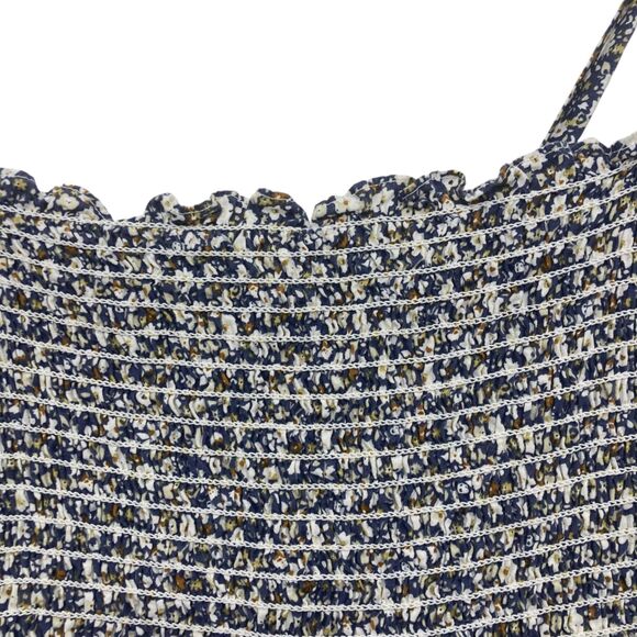 O.P.T. Cara Smocked Tiered Midi Dress Blue White Floral Small Cottagecore Boho - Picture 7 of 13